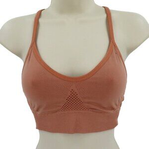 Nike Dri Fit Womens Small Solid Orange Sports Bra Racerback Wireless No Padding